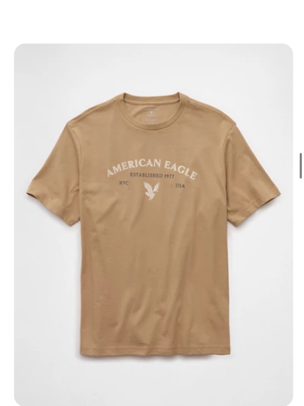 American Eagle Outfitters Tan Logo Crew Neck Short Sleeve Tee